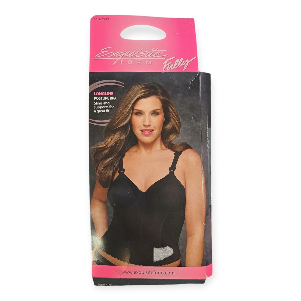 Exquisite Form Fully Longline Posture Bra Black 510-7532 Full Figure Support 44B